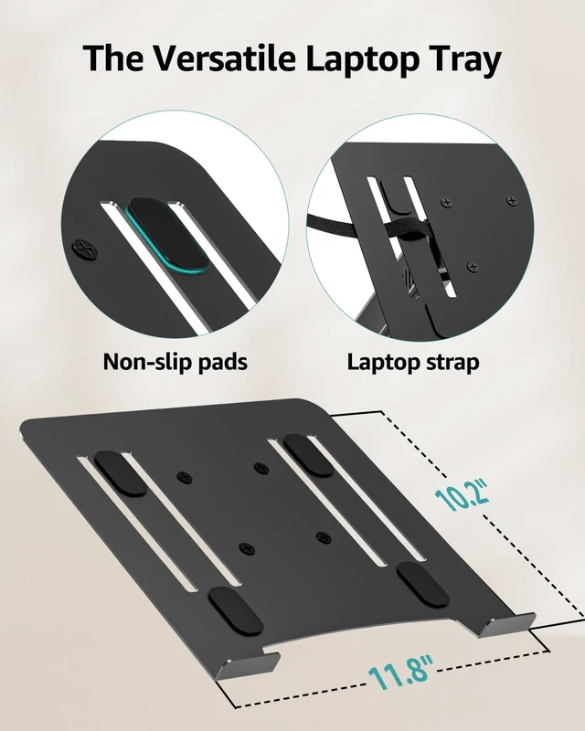 Alt view image 7 of 7 - MOUNT PRO Laptop Wall Mount, 2-in-1 Monitor Wall Mount with Vented Tray for 11-17" Notebook/13-32 Computer Screen, Full Motion Adjustable Laptop Holder Stand, Laptop Arm Holds 4.4-19.8 lbs