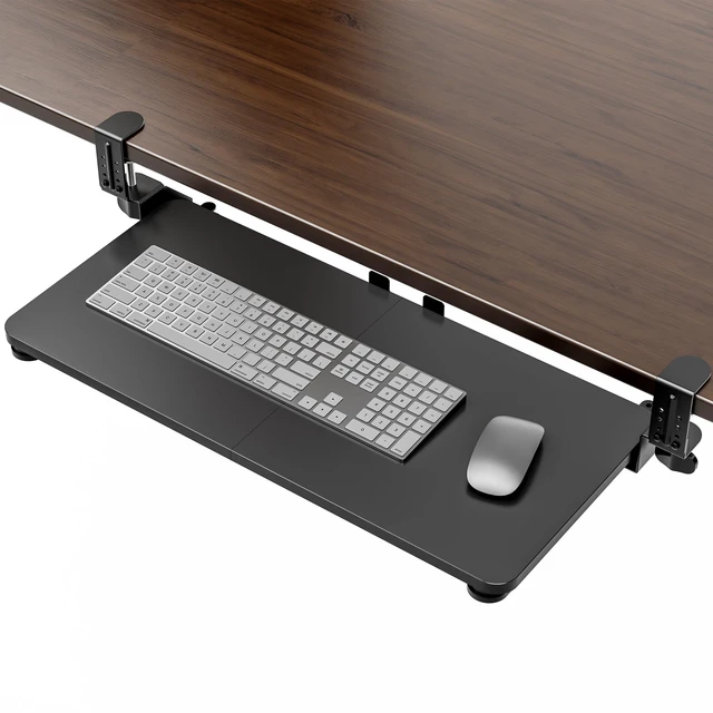 Main image of Large Keyboard Tray Under Desk, Pull Out Keyboard & Mouse Tray for Typing | Extra Sturdy Adjustable C Clamp Mount, 25.6(31.5 Including Clamps) x 11.8 Inch Slide Out Platform Computer Keyboard Drawer