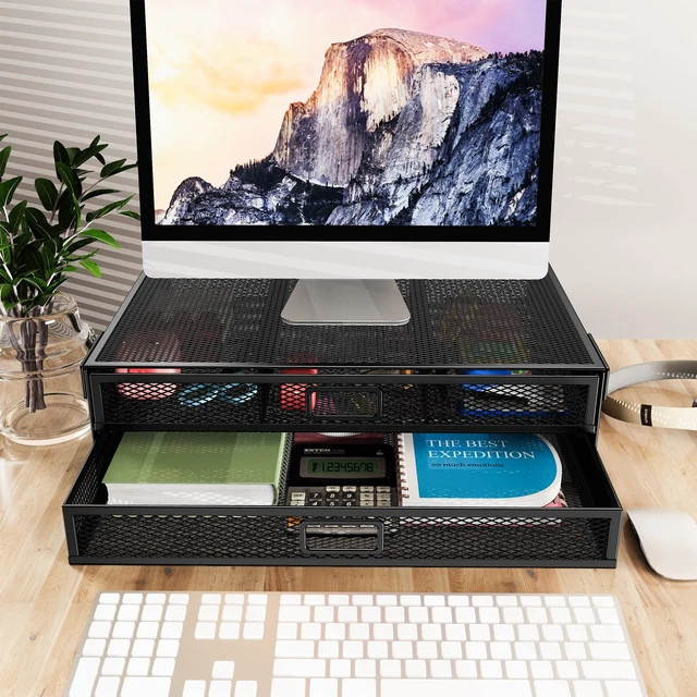 Alt view image 4 of 7 - Under Desk Drawer Organizer No Drilling 2 Slide Out Drawer Under Table Storage Drawer Clamp On Under Desk Management Drawer Organizer Suitable for Home and Office