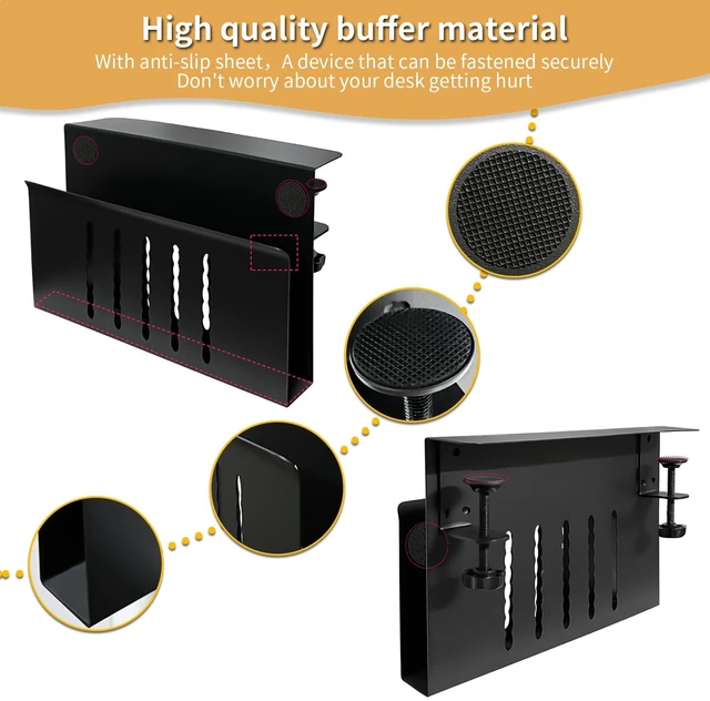 Alt view image 2 of 7 - Xapypy Desk Side Storage, Under Desk Storage, No Drill Steel Hanging Desk Organizer, Laptop Holder, Table Hanging Storages Holder for Office & Home (Black)