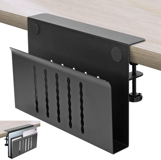 Main image of Xapypy Desk Side Storage, Under Desk Storage, No Drill Steel Hanging Desk Organizer, Laptop Holder, Table Hanging Storages Holder for Office & Home (Black)