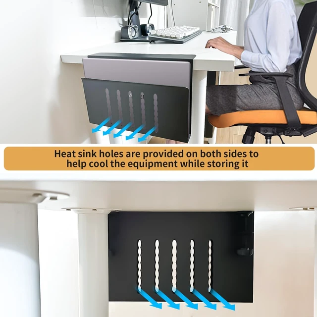 Alt view image 6 of 7 - Xapypy Desk Side Storage, Under Desk Storage, No Drill Steel Hanging Desk Organizer, Laptop Holder, Table Hanging Storages Holder for Office & Home (Black)