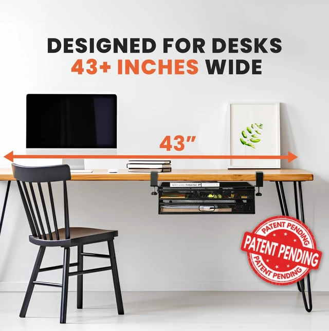 Alt view image 4 of 7 - Homeify Under Desk Drawer Organizer Clamp-On, Mesh Metal Drawer Attachment, 2 Drawer Slide Out, On Or Under Desk Organizer For Office Supplies & Home Essentials (2 Drawers)