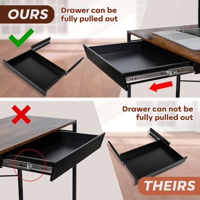 Alt view image 3 of 7 - Large 23.6 Inch Under Desk Drawer Slide Out, Pencil Drawer, Undermount Desk Drawer, Under Counter Drawers, Attachable Desk Drawer, Drawer For Under Desk, Undermount Drawer, Under Desk Pull Out Drawer
