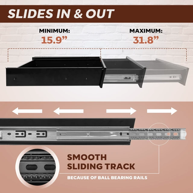 Alt view image 4 of 7 - Large 23.6 Inch Under Desk Drawer Slide Out, Pencil Drawer, Undermount Desk Drawer, Under Counter Drawers, Attachable Desk Drawer, Drawer For Under Desk, Undermount Drawer, Under Desk Pull Out Drawer
