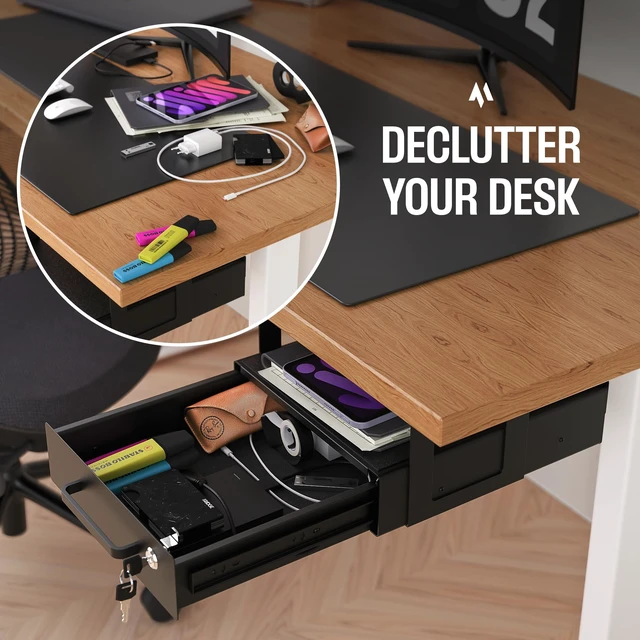 Alt view image 6 of 7 - Under Desk Drawer Slide-Out Lockable Metal Storage Drawer with Cable Management for Office & Home (Single, Non-Bracketed)