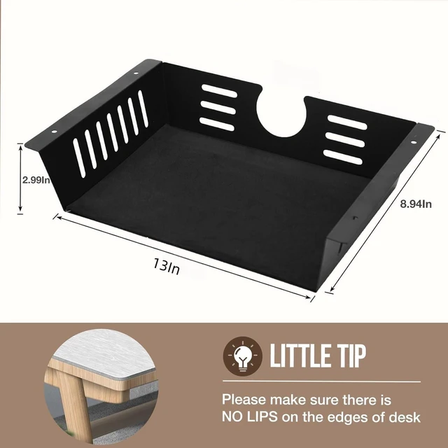 Alt view image 2 of 7 - Neiteli 2 Pack Under Desk Shelf-Metal -Black Under Shelf Storage for Office Tables & Workstations13Inch
