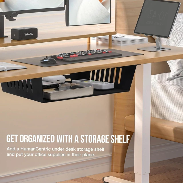 Alt view image 5 of 7 - Neiteli 2 Pack Under Desk Shelf-Metal -Black Under Shelf Storage for Office Tables & Workstations13Inch