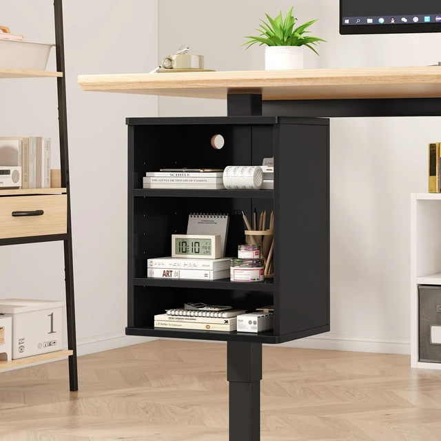 Main image of IBUYKE Under Desk Storage Cabinet Clamp on Desk Legs Shelf UTMZ012B | Adjustable Shelf, for Standing Desks Shelf, for Office,Elevating Your Workspace