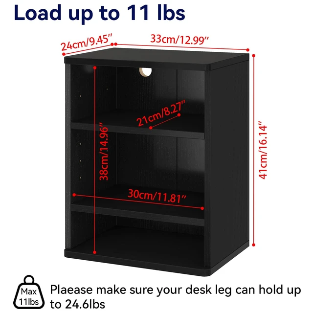 Alt view image 3 of 7 - IBUYKE Under Desk Storage Cabinet Clamp on Desk Legs Shelf UTMZ012B | Adjustable Shelf, for Standing Desks Shelf, for Office,Elevating Your Workspace