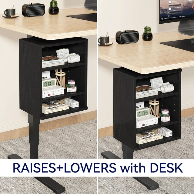 Alt view image 4 of 7 - IBUYKE Under Desk Storage Cabinet Clamp on Desk Legs Shelf UTMZ012B | Adjustable Shelf, for Standing Desks Shelf, for Office,Elevating Your Workspace