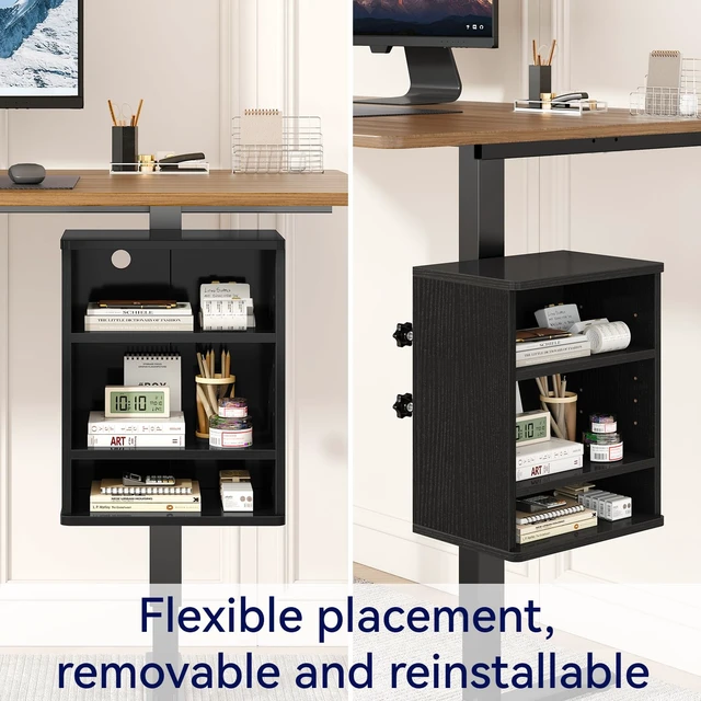 Alt view image 5 of 7 - IBUYKE Under Desk Storage Cabinet Clamp on Desk Legs Shelf UTMZ012B | Adjustable Shelf, for Standing Desks Shelf, for Office,Elevating Your Workspace