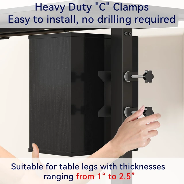 Alt view image 6 of 7 - IBUYKE Under Desk Storage Cabinet Clamp on Desk Legs Shelf UTMZ012B | Adjustable Shelf, for Standing Desks Shelf, for Office,Elevating Your Workspace
