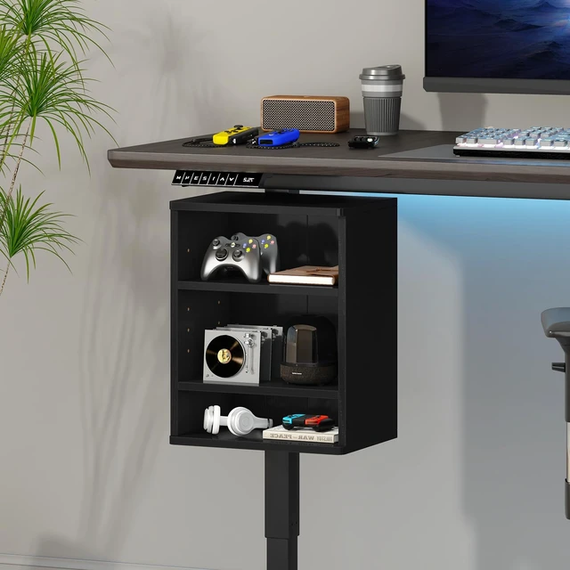 Alt view image 7 of 7 - IBUYKE Under Desk Storage Cabinet Clamp on Desk Legs Shelf UTMZ012B | Adjustable Shelf, for Standing Desks Shelf, for Office,Elevating Your Workspace
