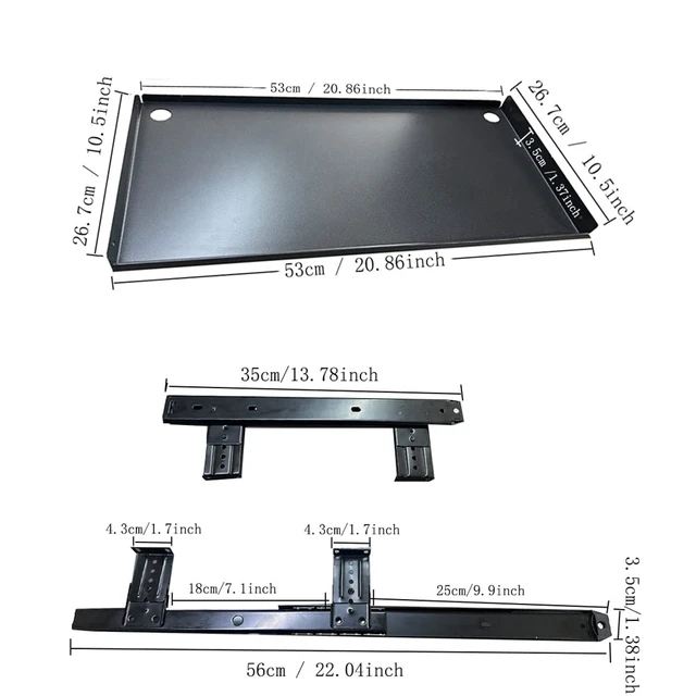 Alt view image 2 of 7 - Sliding Under Desk Keyboard Tray Slide Out Keyboard Holder Drawer Heavy-Duty Office Desk Extender Platform Pull Out Desktop Sliding Computer Tray for Keyboard Drawer Under Desk Shelf-Metal