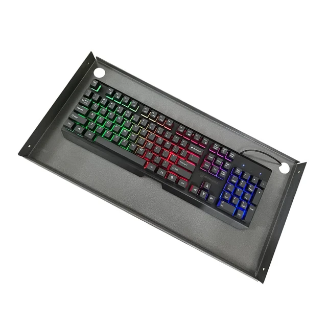 Alt view image 3 of 7 - Sliding Under Desk Keyboard Tray Slide Out Keyboard Holder Drawer Heavy-Duty Office Desk Extender Platform Pull Out Desktop Sliding Computer Tray for Keyboard Drawer Under Desk Shelf-Metal