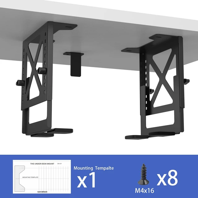 Alt view image 4 of 7 - Under Desk PC Mount, Adjustable 5.6-11.2in, 33lb Steel, Ventilated | 16-Level Height Adjustment (5.6-11.2in), Heavy-Duty 12kg Load Capacity, Design for Label Printer,SpeakerVentilation Design