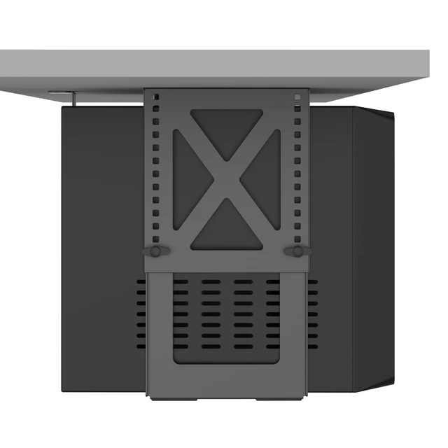 Alt view image 7 of 7 - Under Desk PC Mount, Adjustable 5.6-11.2in, 33lb Steel, Ventilated | 16-Level Height Adjustment (5.6-11.2in), Heavy-Duty 12kg Load Capacity, Design for Label Printer,SpeakerVentilation Design