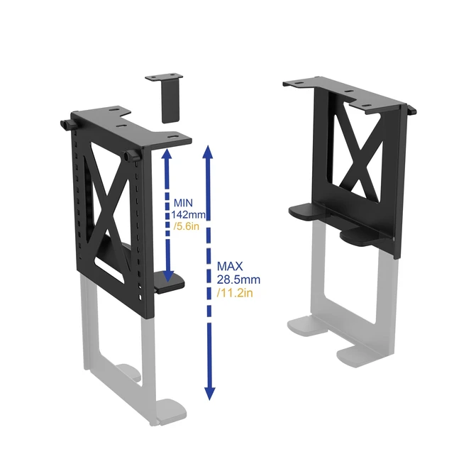 Alt view image 6 of 7 - Under Desk PC Mount, Adjustable 5.6-11.2in, 33lb Steel, Ventilated | 16-Level Height Adjustment (5.6-11.2in), Heavy-Duty 12kg Load Capacity, Design for Label Printer,SpeakerVentilation Design