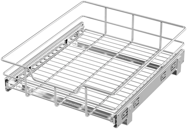 Main image of Pull Out Cabinet Organizer 15" W X 17" D, Chromed, Full Slide Out Drawers | For Kitchen Organizers and Storage, Pull Out Drawers For Cabinets Capacity Heavy Duty Caddy Cabinet Shelves, Bathroom Pantry