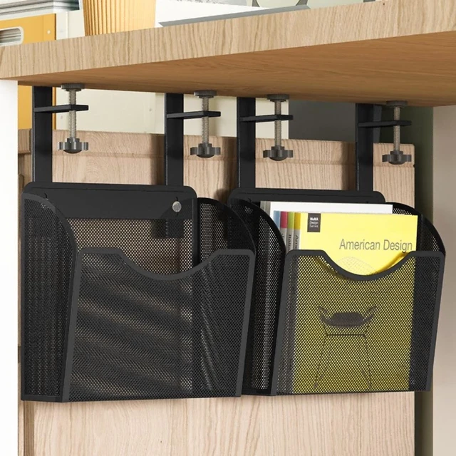 Alt view image 3 of 6 - INLDY Under Desk Drawer, Desk Side Storage, Hanging Desks Organizer, Clamp On Mesh Metal Desks Organizer for Office and Home (Black)