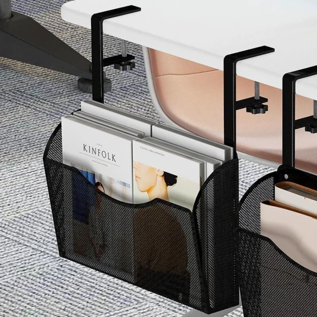 Main image of INLDY Under Desk Drawer, Desk Side Storage, Hanging Desks Organizer, Clamp On Mesh Metal Desks Organizer for Office and Home (Black)