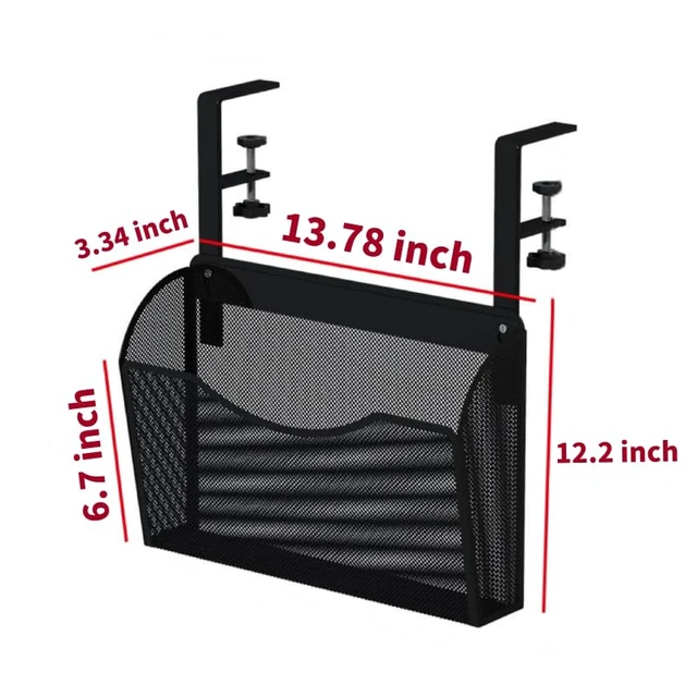 Alt view image 6 of 6 - INLDY Under Desk Drawer, Desk Side Storage, Hanging Desks Organizer, Clamp On Mesh Metal Desks Organizer for Office and Home (Black)