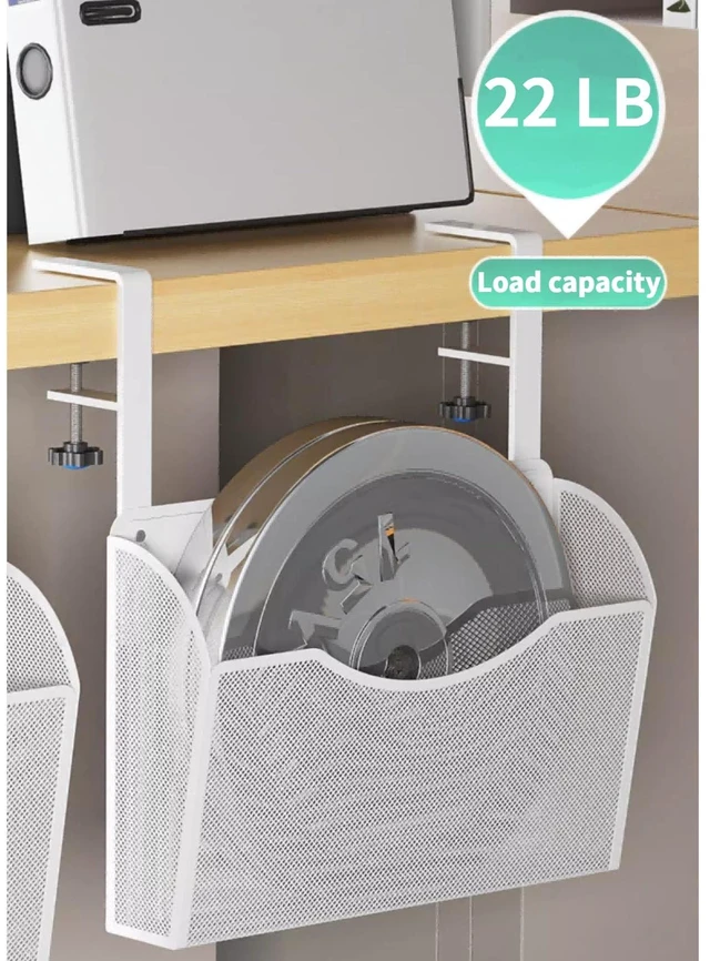 Alt view image 4 of 6 - INLDY Under Desk Drawer, Desk Side Storage, Hanging Desks Organizer, Clamp On Mesh Metal Desks Organizer for Office and Home (Black)