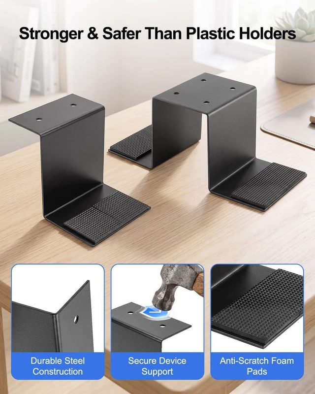 Alt view image 4 of 6 - Under Desk Laptop Twin Holder, Twin Metal Device Mount, 2 Pack, Up to 3" | Under Desk Laptop Twin Holder, Twin Metal Device Mount, 2 Pack, Up to 3"