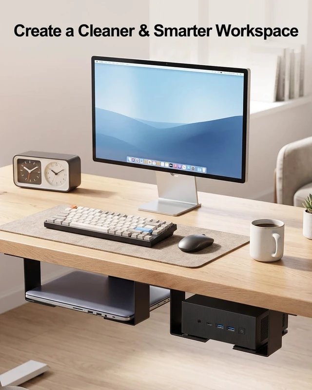 Alt view image 6 of 6 - Under Desk Laptop Twin Holder, Twin Metal Device Mount, 2 Pack, Up to 3" | Under Desk Laptop Twin Holder, Twin Metal Device Mount, 2 Pack, Up to 3"
