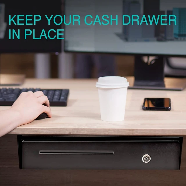 Alt view image 7 of 7 - Cash Drawer Under Counter Mount Brackets 2.6 x 16.3 x 4.1 inches - Black | Compatible with 16 to 17 Inch Under Counter Cash Drawer, Easy Installation with Heavy Duty Steel Register Support Frame