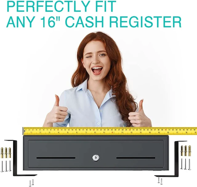 Alt view image 6 of 7 - Cash Drawer Under Counter Mount Brackets 2.6 x 16.3 x 4.1 inches - Black | Compatible with 16 to 17 Inch Under Counter Cash Drawer, Easy Installation with Heavy Duty Steel Register Support Frame