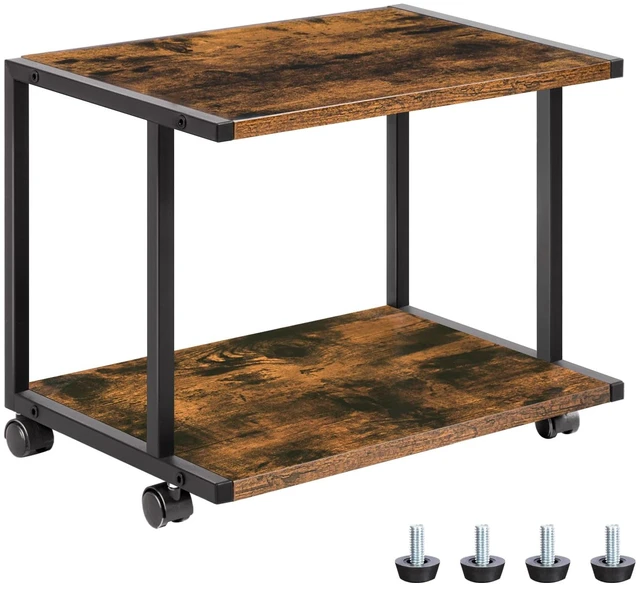 Main image of HOOBRO Under Desk Printer Stand, 2-Tier Industrial Printer Cart with Storage Shelf, Mobile Machine Holder Table Stand, for Home and Office, Rustic Brown and Black BF42PS01