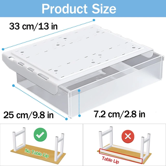 Alt view image 7 of 7 - SVNNELP Large Under Desk Table Drawer Storage Organizer A4,Desk Accessories & Workspace Organizers,Hidden Self-Adhesive Under Table Pencil Tray Drawer for Office(Clear White)