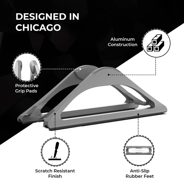 Alt view image 5 of 7 - HumanCentric Vertical Laptop Stand for Desks Space Grey, MacBook Adjustable | Upright Adjustable Holder to Dock Apple MacBook Stand, and Other Laptops to Organize Work & Home Office, Automatic Grip