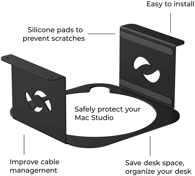 Alt view image 3 of 7 - HumanCentric Under Desk Mount Compatible with Mac Studio, M4 M3 M2 M1 | Mounting Stand Bracket, Heat Dissipation, Anti-Scratch, Secure or Hide with Holder Case