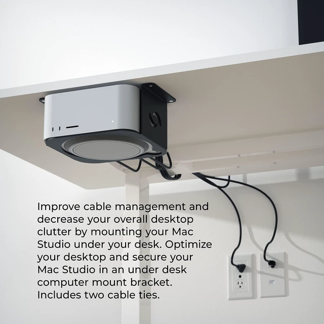 Alt view image 4 of 7 - HumanCentric Under Desk Mount Compatible with Mac Studio, M4 M3 M2 M1 | Mounting Stand Bracket, Heat Dissipation, Anti-Scratch, Secure or Hide with Holder Case