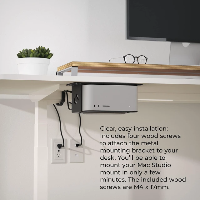 Alt view image 6 of 7 - HumanCentric Under Desk Mount Compatible with Mac Studio, M4 M3 M2 M1 | Mounting Stand Bracket, Heat Dissipation, Anti-Scratch, Secure or Hide with Holder Case