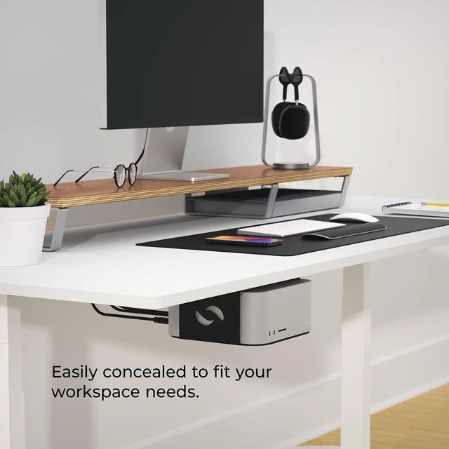 Alt view image 5 of 7 - HumanCentric Under Desk Mount Compatible with Mac Studio, M4 M3 M2 M1 | Mounting Stand Bracket, Heat Dissipation, Anti-Scratch, Secure or Hide with Holder Case