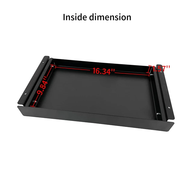 Alt view image 2 of 7 - VWINDESK 19 inch Slim Under Desk Pull-Out Storage Office Mounted Sliding Metal Drawer for Standing Desk,Black