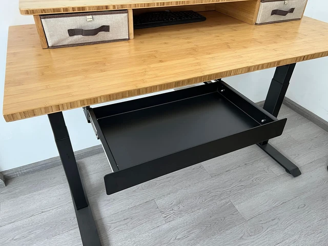 Alt view image 6 of 7 - VWINDESK 19 inch Slim Under Desk Pull-Out Storage Office Mounted Sliding Metal Drawer for Standing Desk,Black