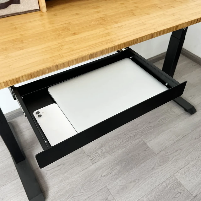 Alt view image 7 of 7 - VWINDESK 19 inch Slim Under Desk Pull-Out Storage Office Mounted Sliding Metal Drawer for Standing Desk,Black