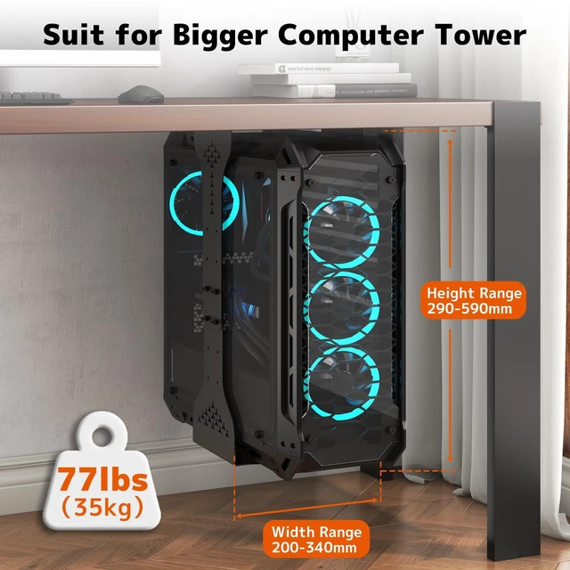 Small Computer Tower Desk PUTORSEN Under Desk PC Mount, 7.9-13.4 Width Range, up to 77 lbs | with ...