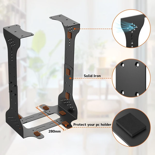 Small Computer Tower Desk PUTORSEN Under Desk PC Mount, 7.9-13.4 Width Range, up to 77 lbs | with ...