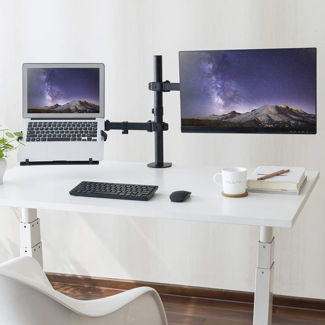 Alt view image 5 of 5 - HumanCentric Laptop VESA Mount Tray for Monitor Arms, Stands, 75mm & 100mm | 75x75 & 100x100mm VESA Mount Holes, Adjustable Clamps 9.5" to 16.5" Width, Fully Secures Laptop, Rubber Pads