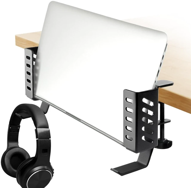 Main image of QUYLIXX Desk Laptop Stand,No-Drill Desktop Mount,Hanging Holder for Desk - Clamp Storage for Laptops/Book/Keyboards/Headphone/Backpack Black