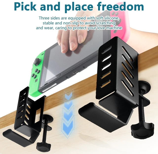 Alt view image 4 of 7 - QUYLIXX Desk Laptop Stand,No-Drill Desktop Mount,Hanging Holder for Desk - Clamp Storage for Laptops/Book/Keyboards/Headphone/Backpack Black