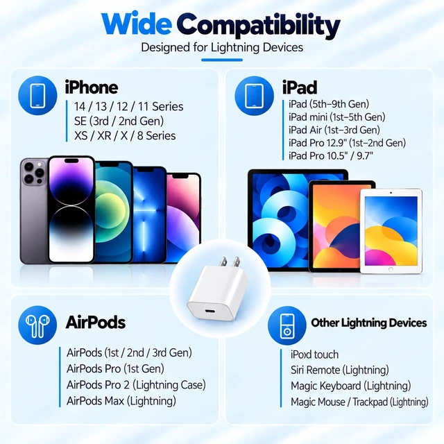 Alt view image 4 of 6 - 20W Fast Charger for iPhone, 2 Lightning Cables, 3FT & 6FT, USB C Charger | For iPhone 14/13/12/11 Series, SE, XS, XR & X | Lightning Charger, iPhone Charger Cord, USB C to Lightning Cable