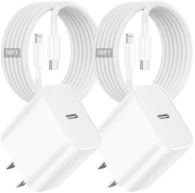 Main image of 20W Fast Charger for iPad 9th/8th/7th/6th Generation, Apple MFi Certified | 10FT Nylon Braided USB C to Lightning Cable, Type C Charger Fast Charging Block, for iPad, iPhone (2-Pack)