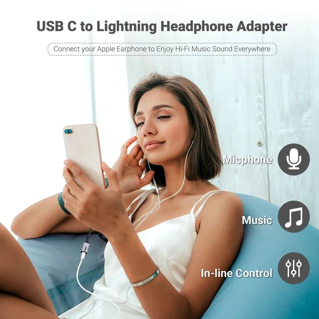 Alt view image 3 of 7 - NICE BUDDY 3 in 1 Type C to Lightning Adapter for iPhone | Charge & listenUSB-C to Lightning dongle for iPhone 15/16/17, iPad Pro, MacBook. DAC 16-bit/48kHz audio. MFi certified.